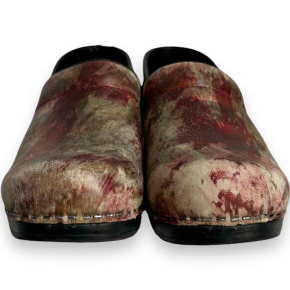 Sanita The Original Danish Leather Clog Shoes Red Watercolor Womens 38 / US 7.5 - Picture 5 of 14